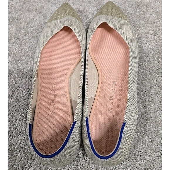 Rothys The Point Diamond Mettalic Flats Pointy Shoes Colorblock Women’s Size 8.5 - Picture 4 of 9